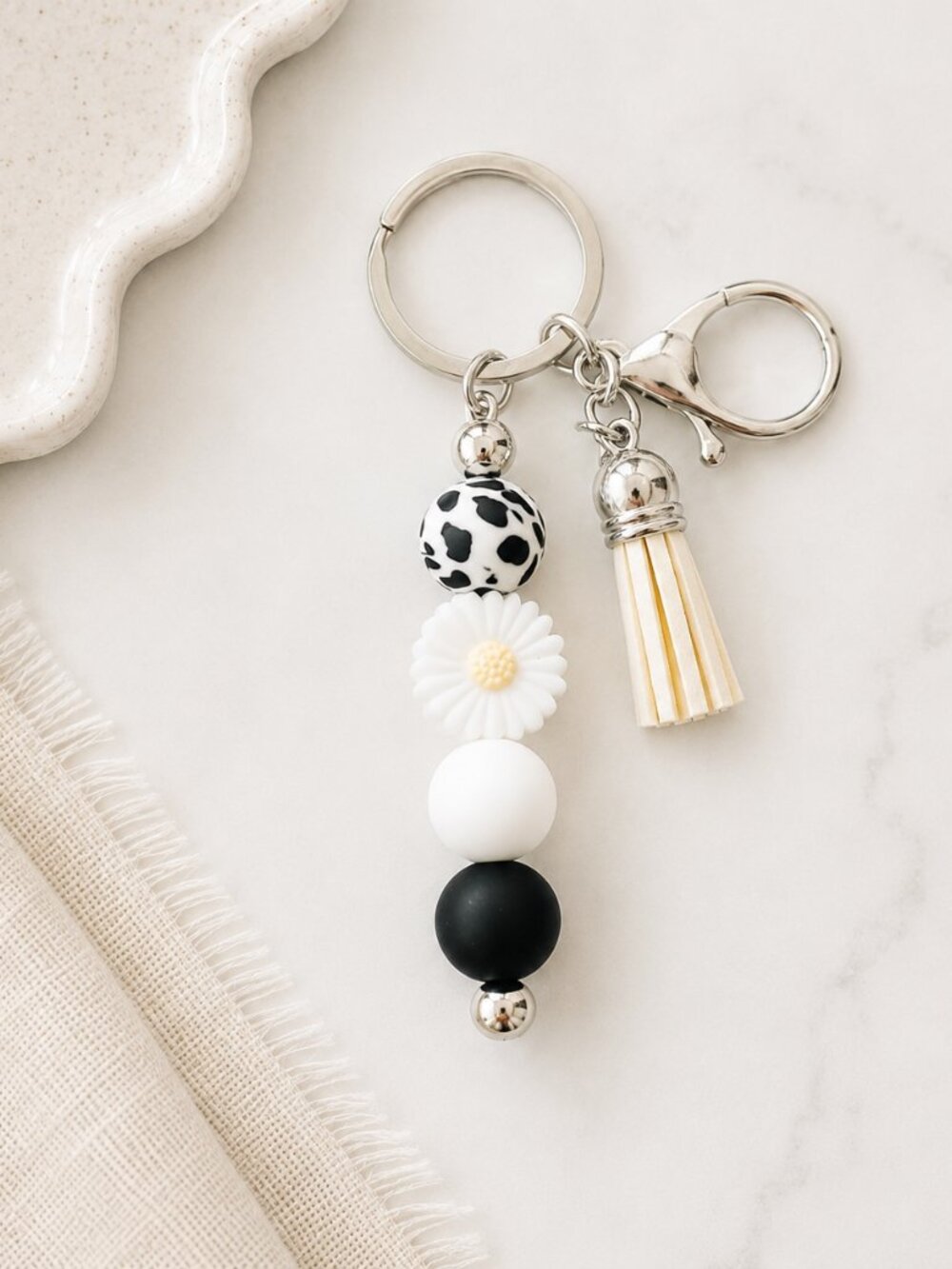 Chaos Managed. Most Days."  Beaded Keychain